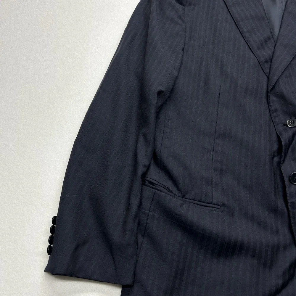 Ermenegildo Zegna Sport Coat Navy Striped Trofeo Wool 3 Button Blazer‎ 48R 58EU
